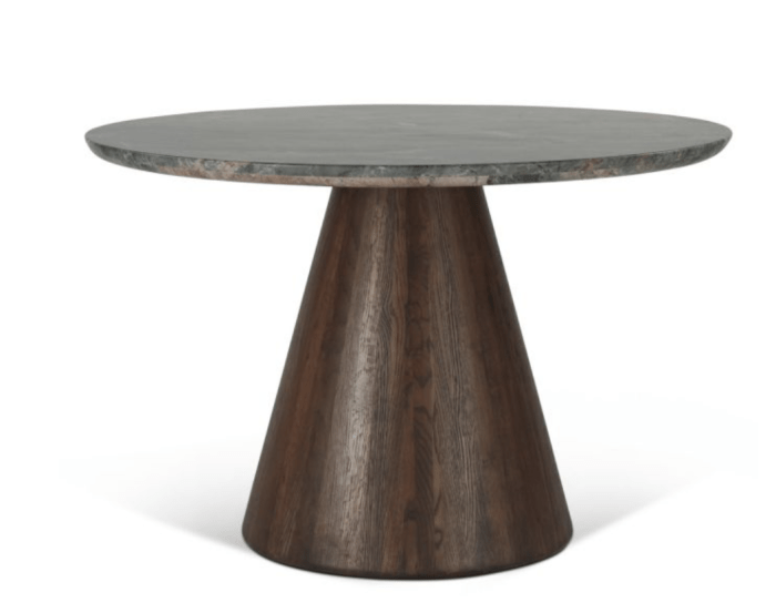 Vista 48" Round Dining Table with Lava Marble and Dark Oak Base